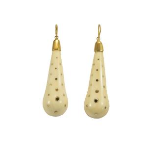 Antique Ivory Piquè Gold Earrings