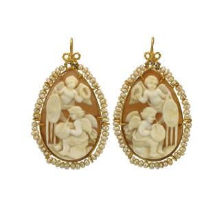 Boucles d'oreilles anciennes or camee