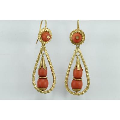 Antique Coral Gold Earrings