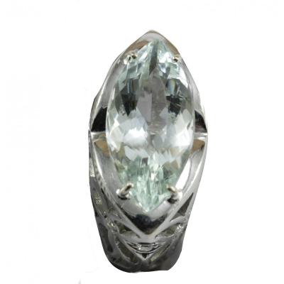 Vintage Aquamarine Diamond Gold  Ring