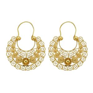 Boucles d'Oreilles Anciennes Or Filigranee