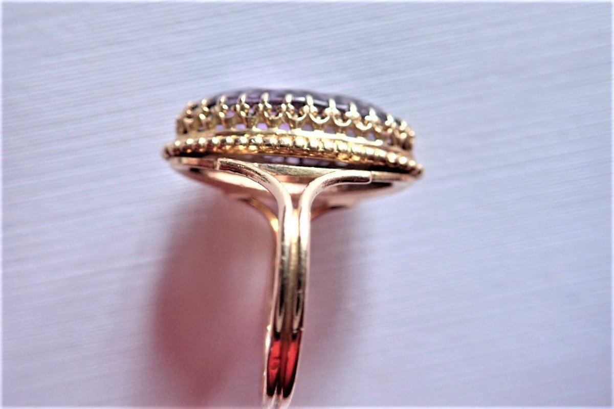 Bague Marquise Amethyste Or 18 Carats-photo-2