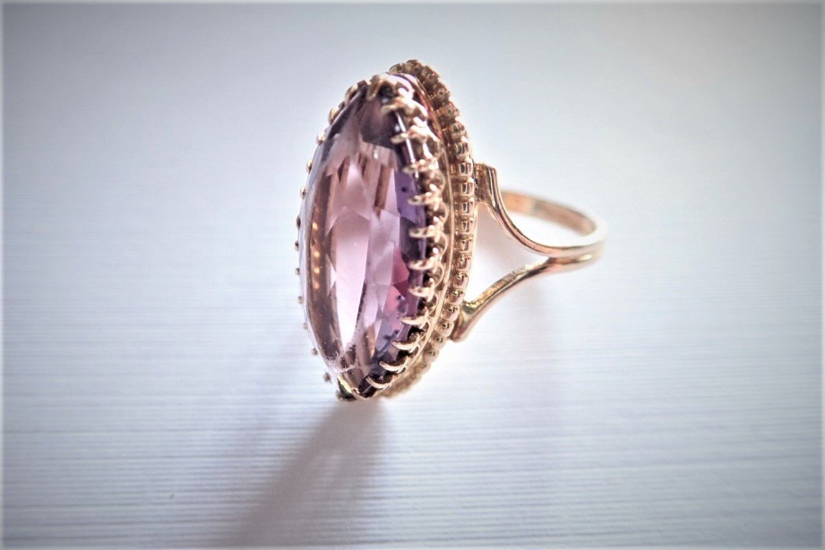 Bague Marquise Amethyste Or 18 Carats