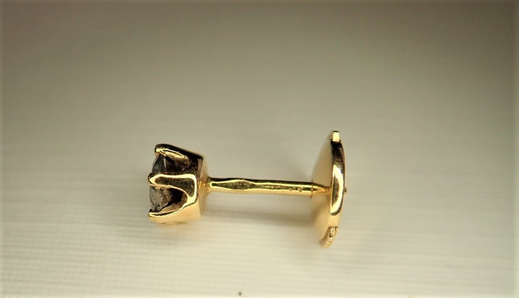 Pair Of Brown Diamond Earrings In 18 Carat Gold-photo-2