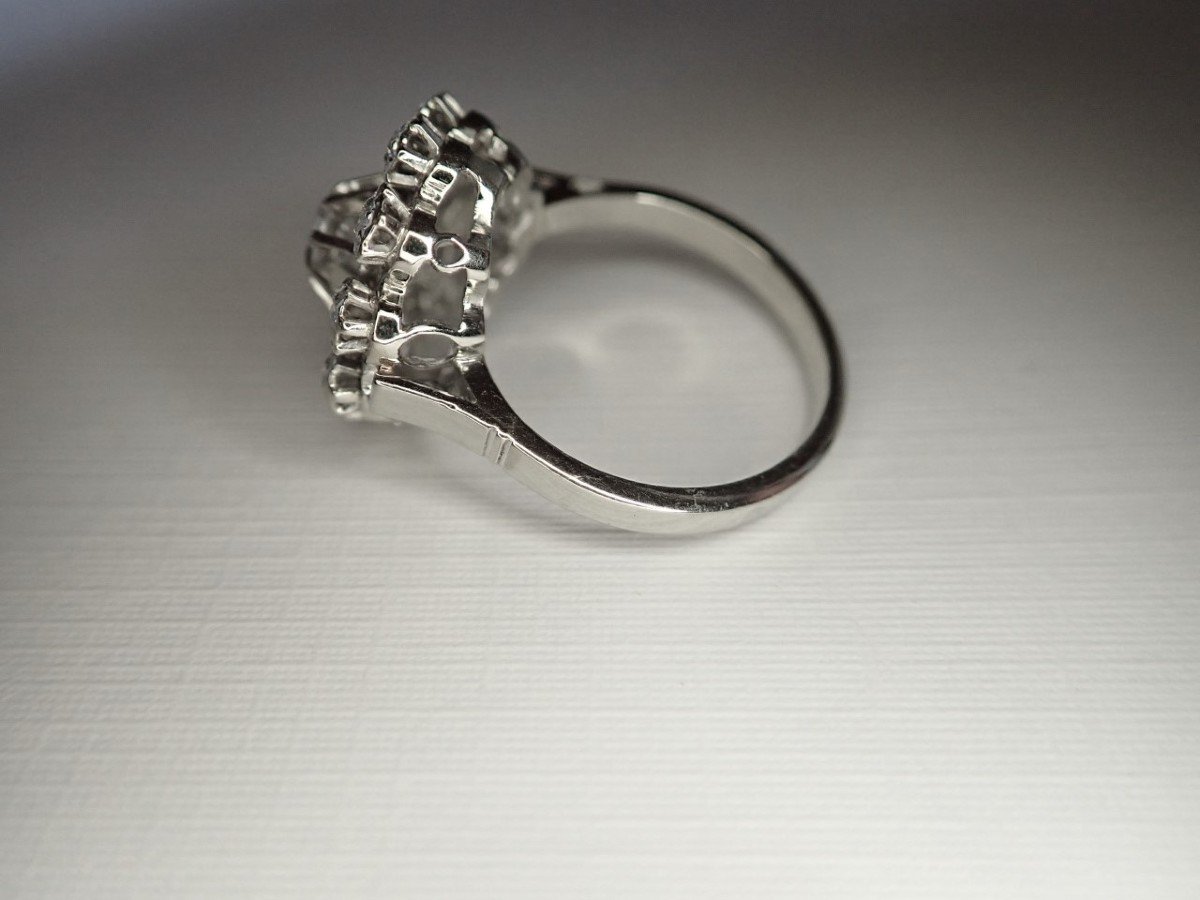 18k White Gold Diamond Daisy Ring-photo-4
