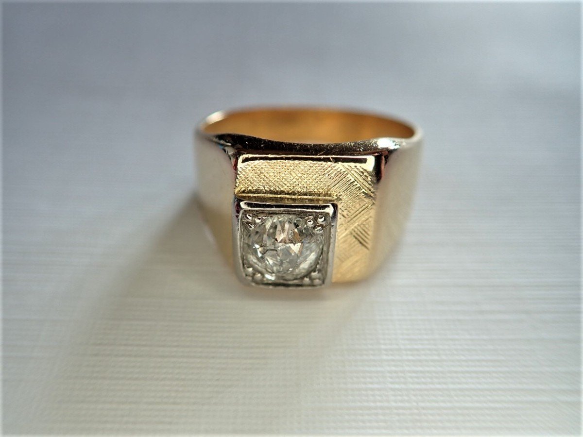 Chevaliere Vintage Diamant Or 18 Carats