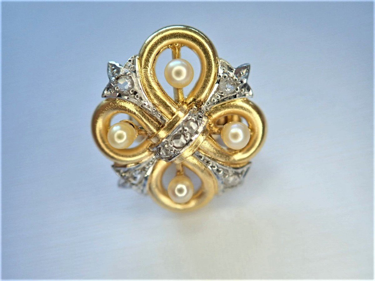 Slider With Diamonds And Pearls In Late 19th Century 18-carat Gold