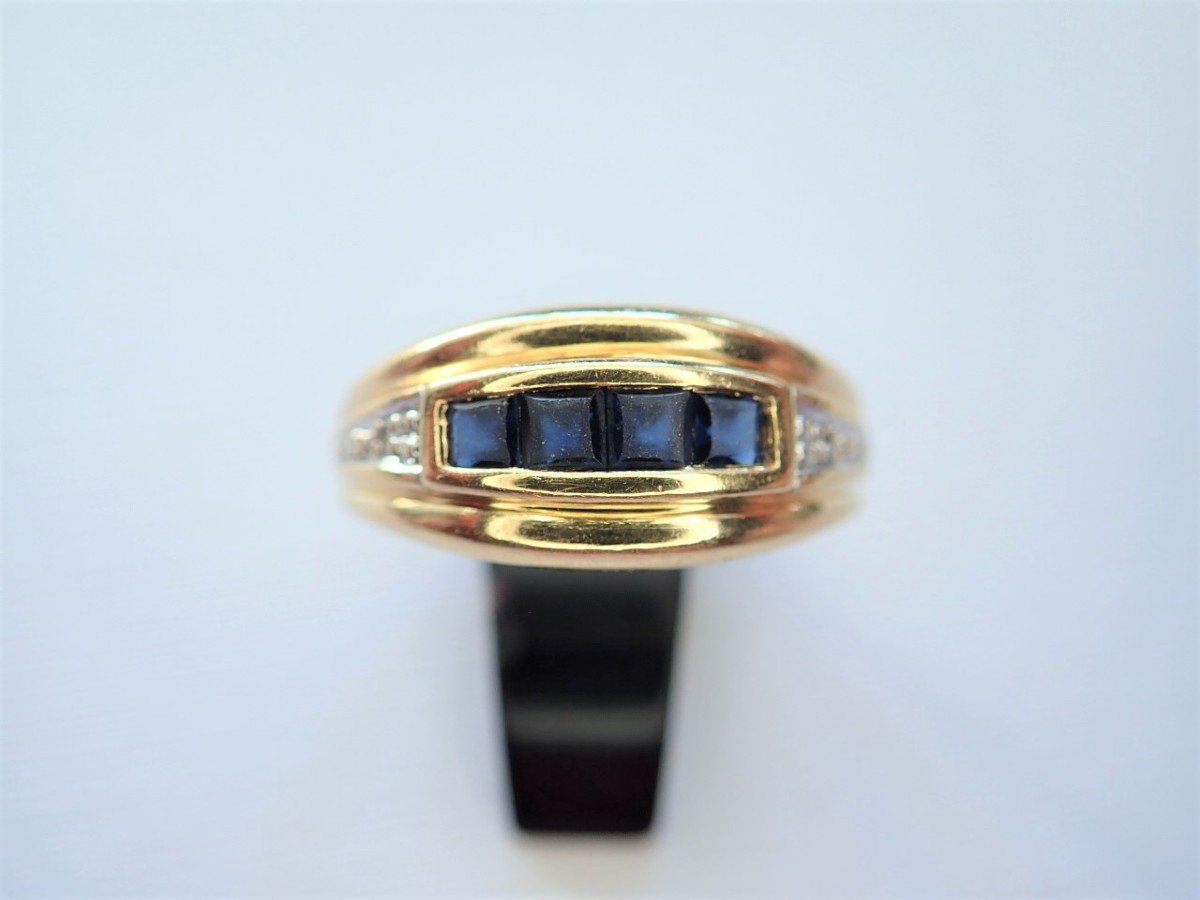 Bague saphir et diamants or 18 carats-photo-2