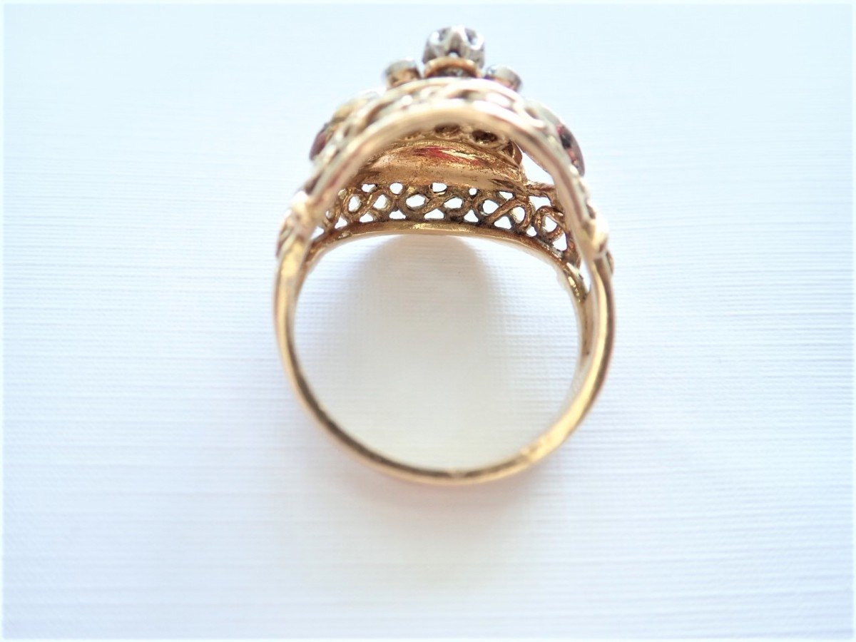 Bague Art Deco diamants platine et or 18 carats-photo-2