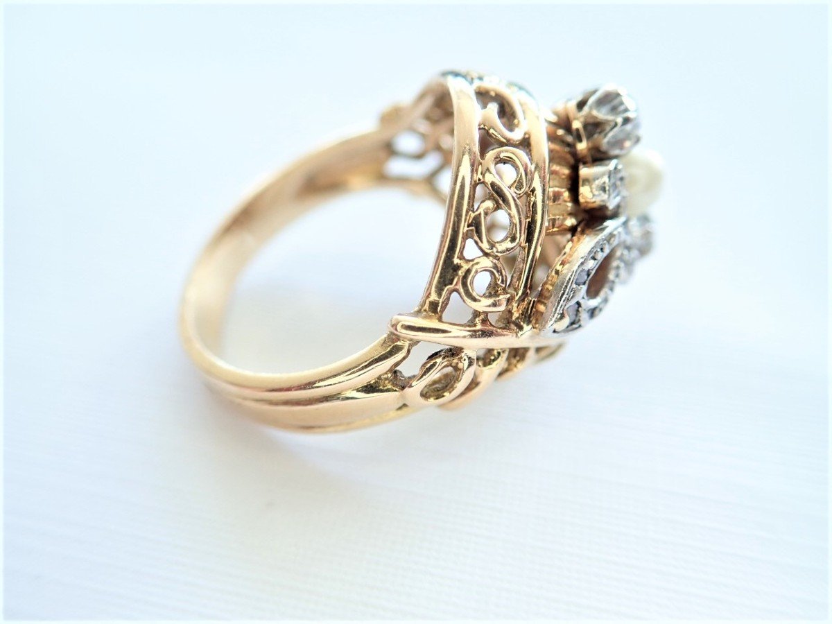 Bague Art Deco diamants platine et or 18 carats-photo-1