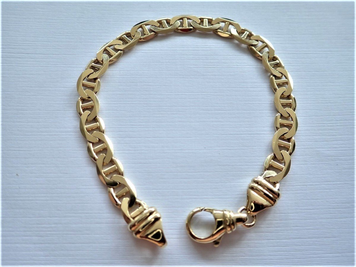 Solid 18-carat Gold Bracelet With Flat Marine Mesh-photo-2