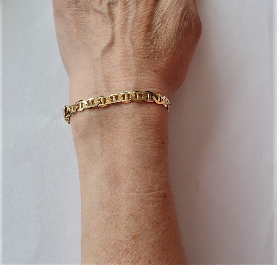 Solid 18-carat Gold Bracelet With Flat Marine Mesh-photo-3