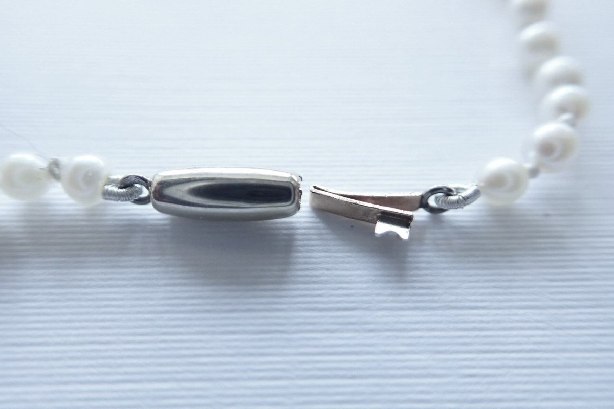 Collier composé de 101  Perles fermoir en or blanc 18 carats-photo-3