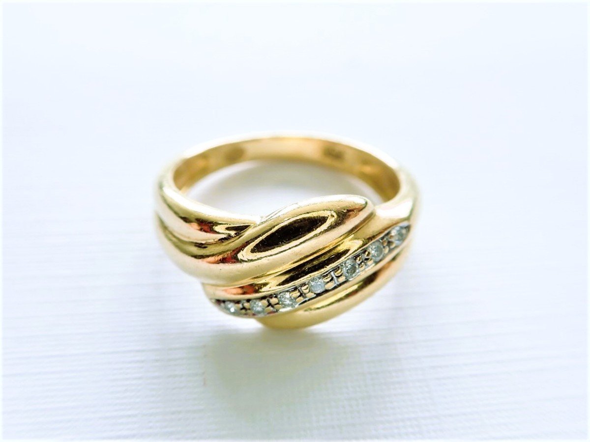 18-carat Gold Gadroon Ring Set With Diamonds-photo-2