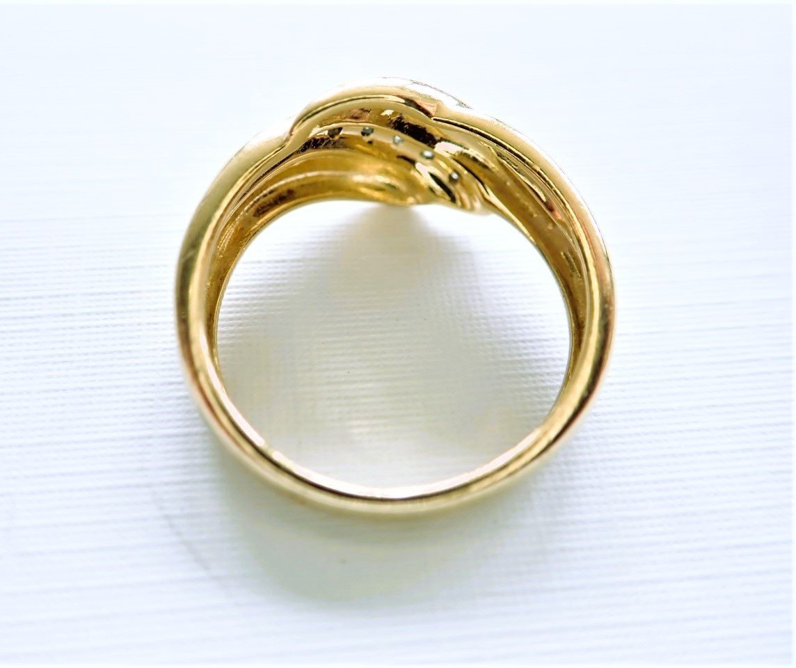 18-carat Gold Gadroon Ring Set With Diamonds-photo-4