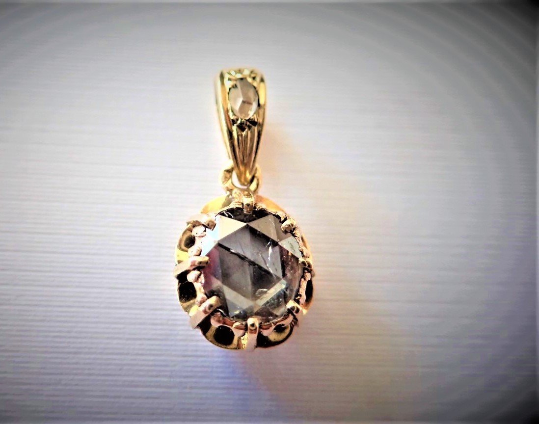 Pendentif diamant Napoleon III or 18 carats-photo-2