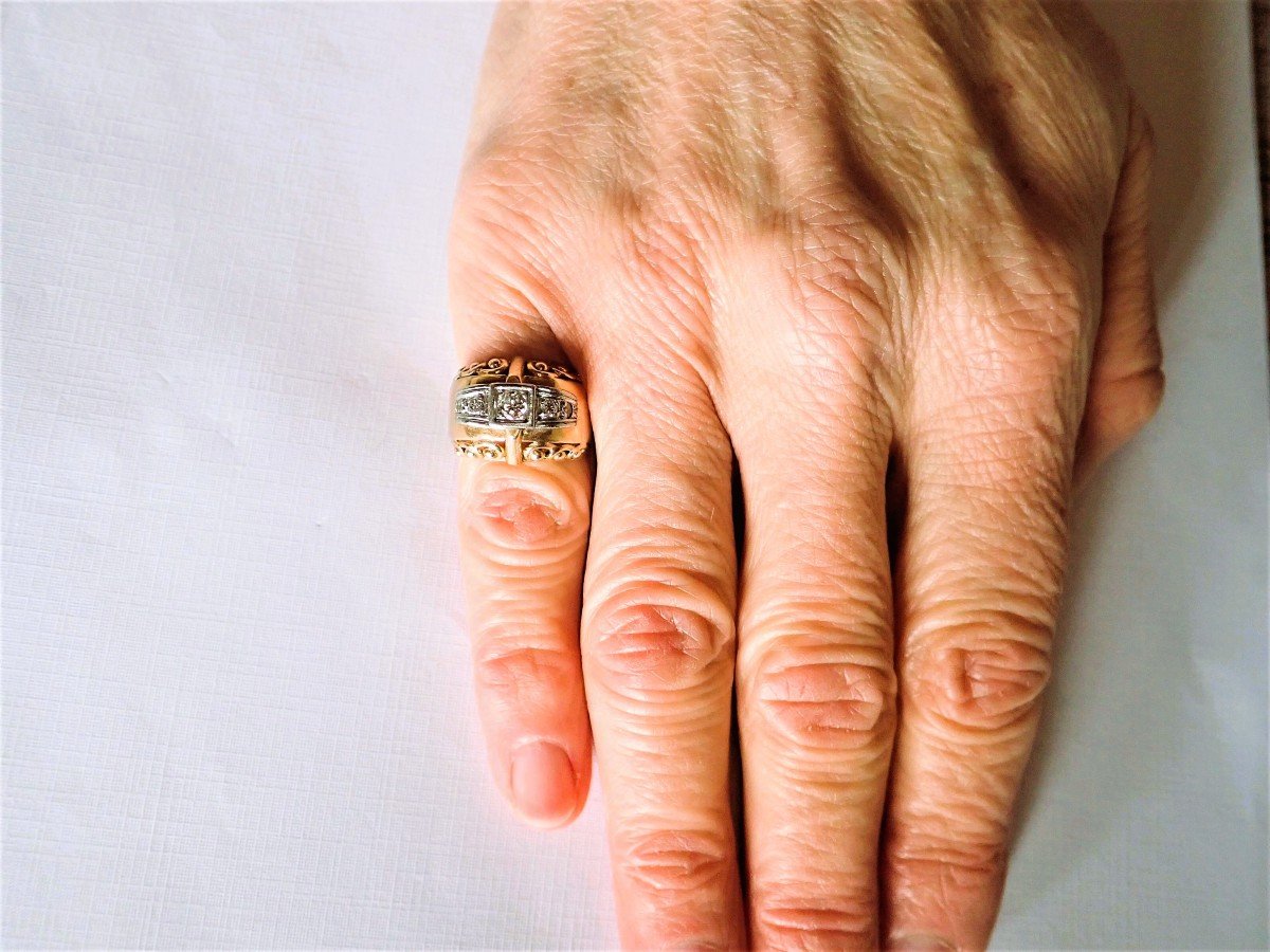 Art Deco Diamond Ring In Rose Gold And Platinum-photo-1