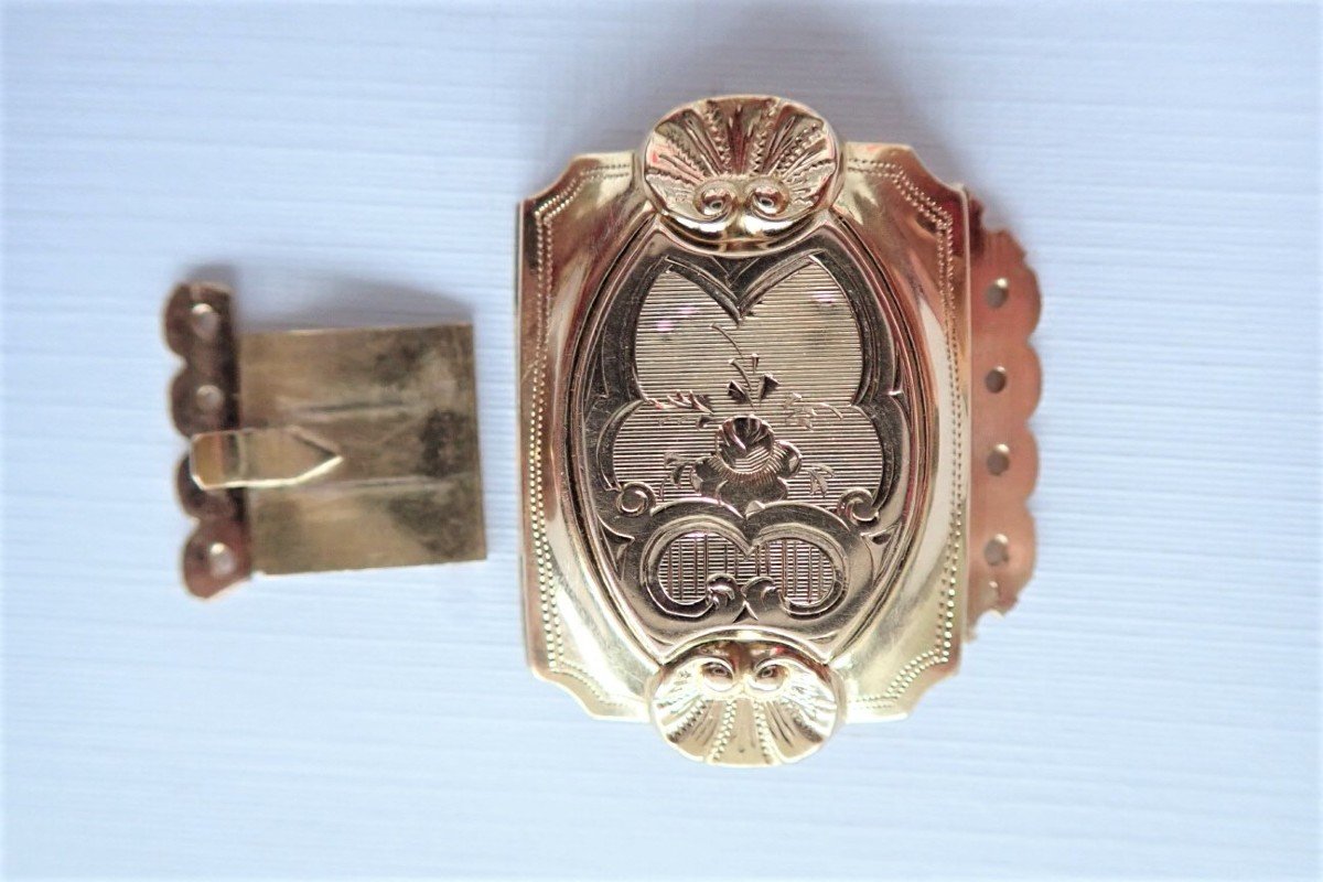 Clasp Napoleon III Period 18k Rose Gold-photo-3