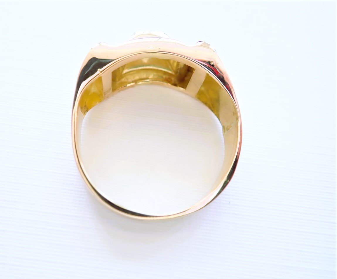 Art Deco Diamond Tank Ring In 18k Rose Gold-photo-2