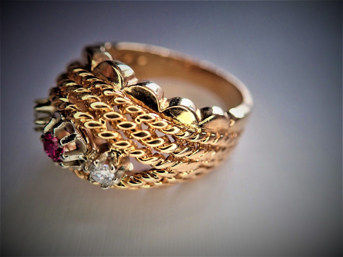 Bague art deco diamants or 18 carats-photo-3