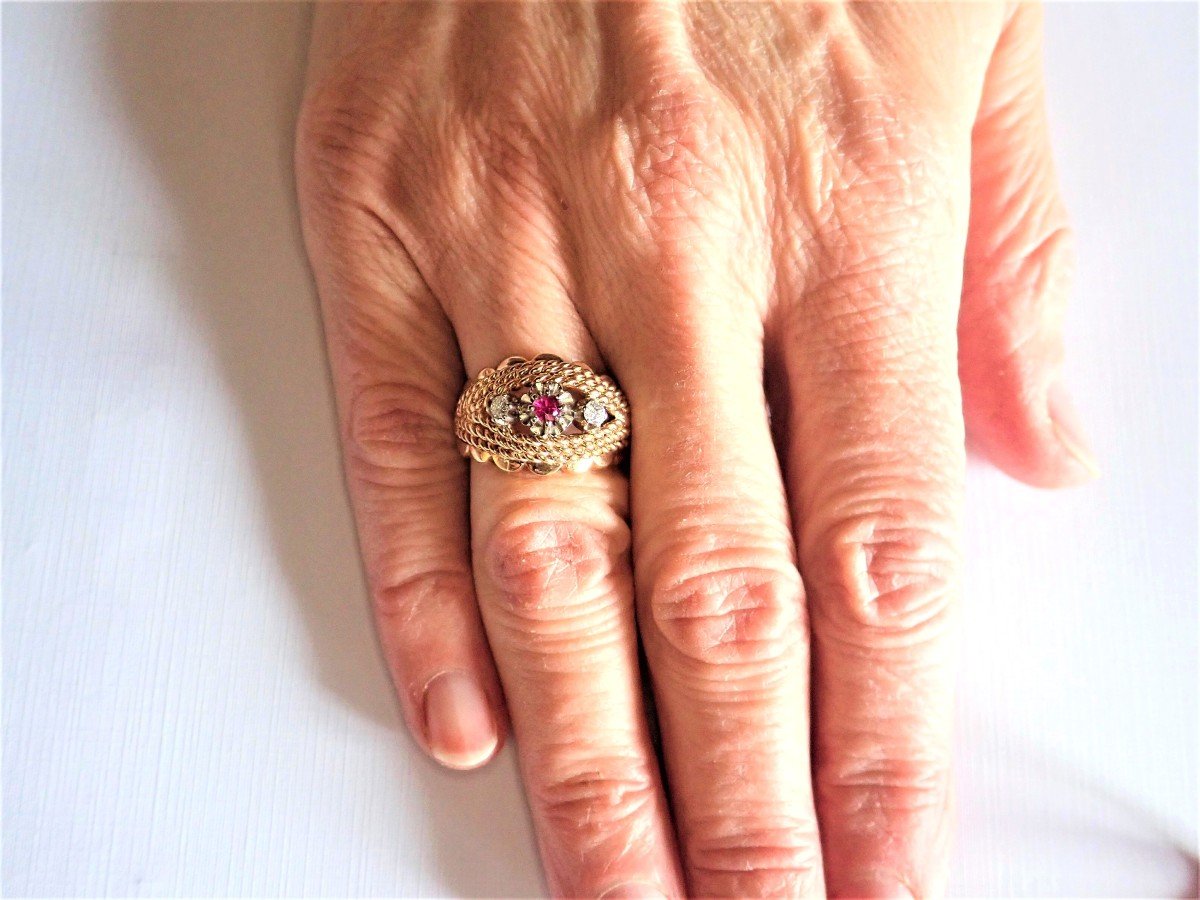 Bague art deco diamants or 18 carats-photo-4