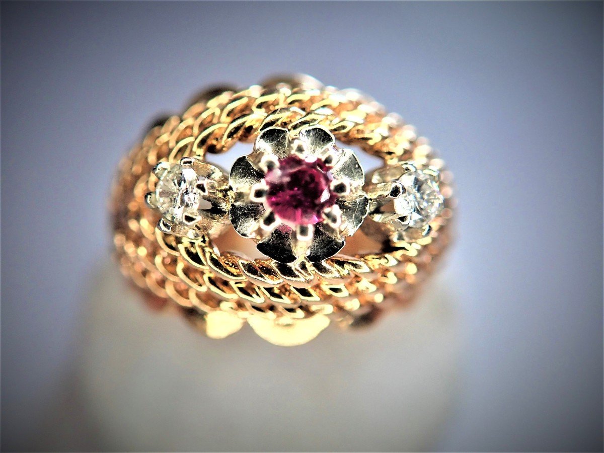 Bague art deco diamants or 18 carats