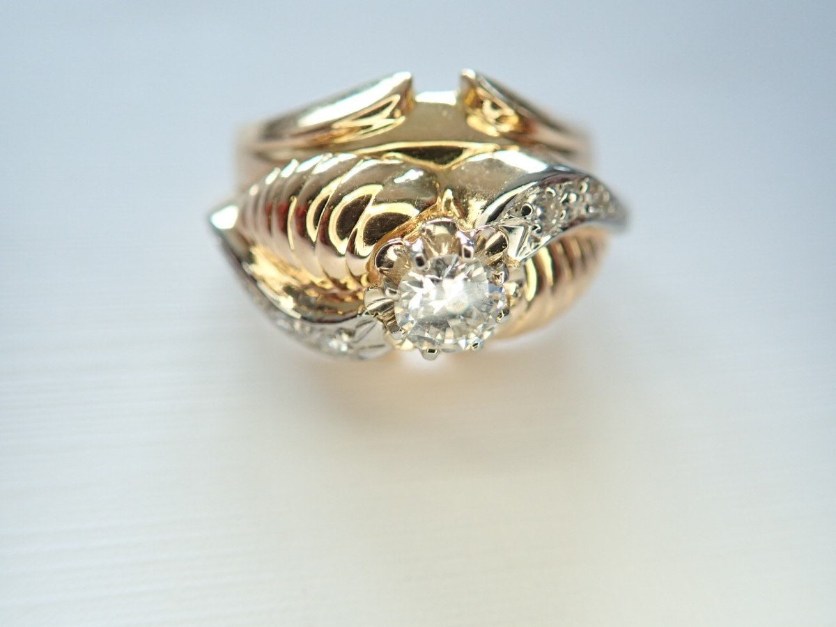 Art Deco Rose Gold Ring Set With Diamonds-photo-3
