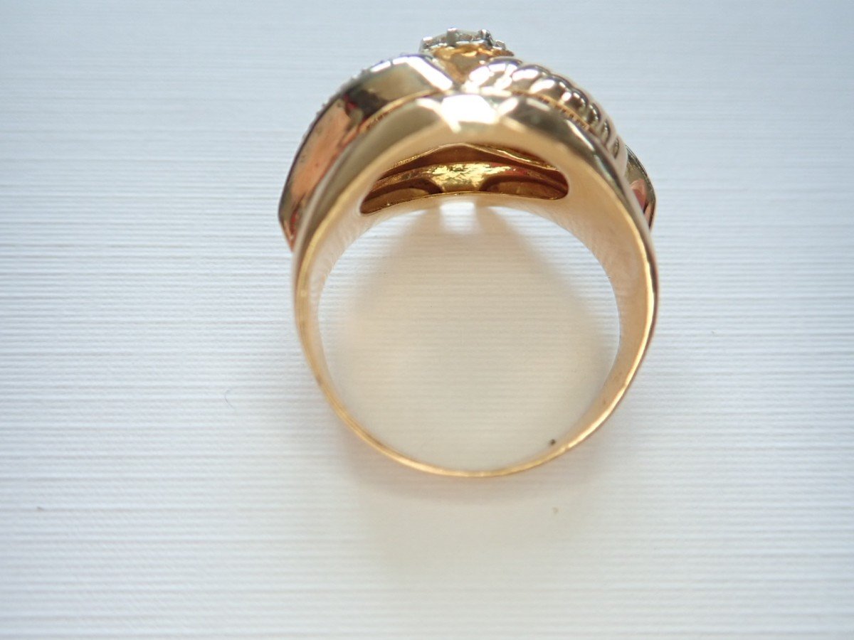 Art Deco Rose Gold Ring Set With Diamonds-photo-1