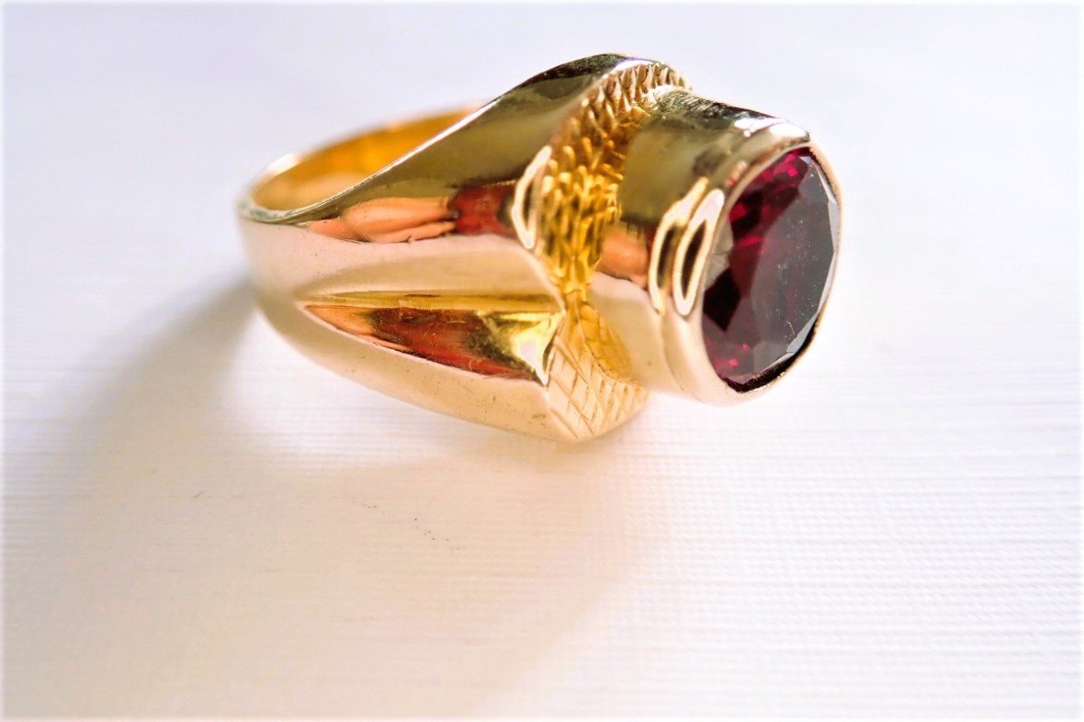 Vintage Asymmetrical Ring 18 Carat Gold-photo-3