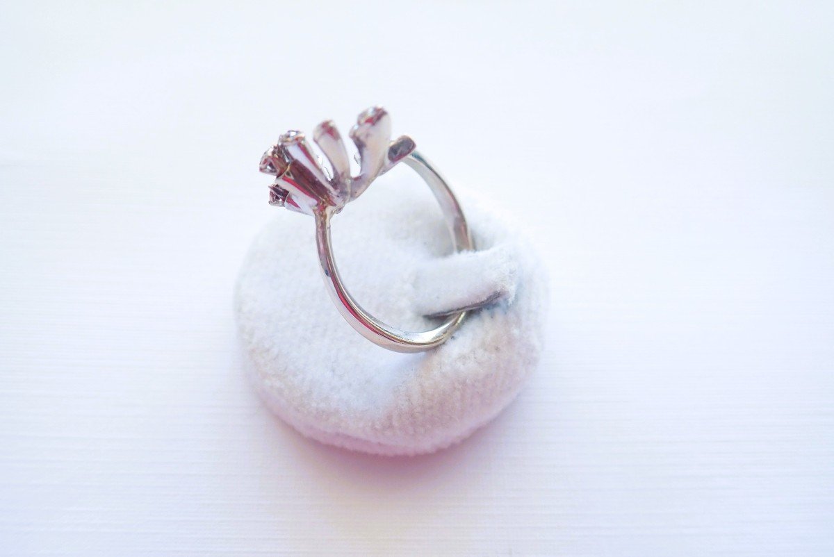 Vintage 18k White Gold Ring Set With Diamonds-photo-3