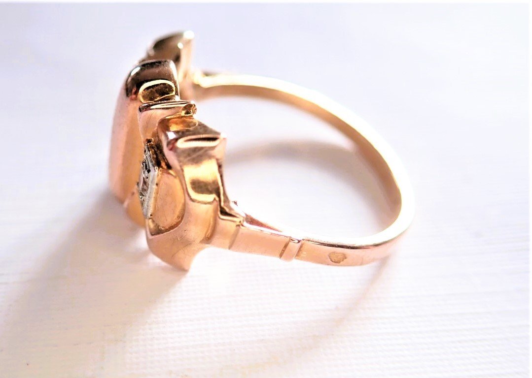 Art Deco Tank Ring 18 Carat Pink Gold-photo-2