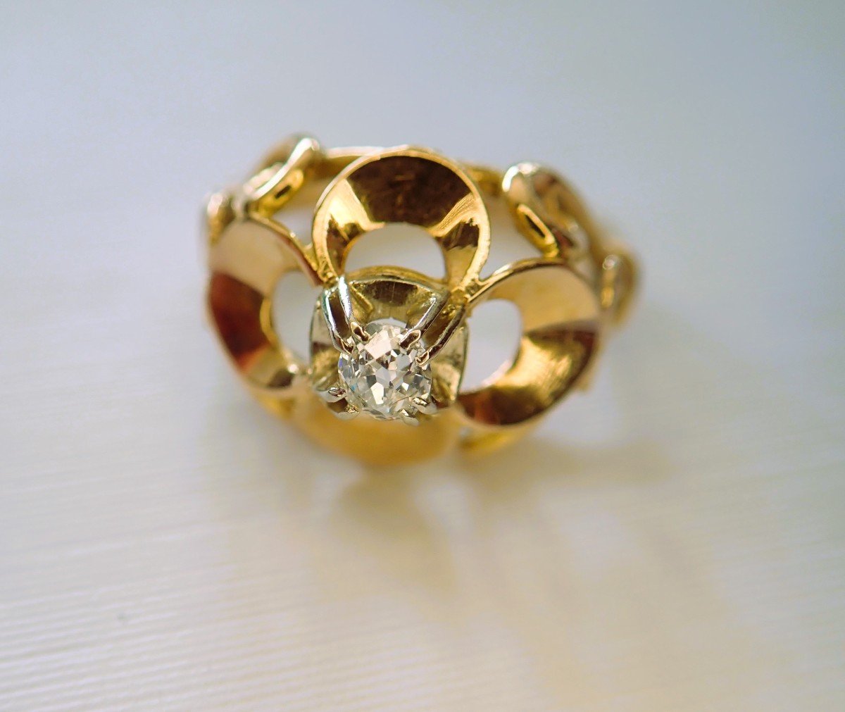 Art deco bague diamant or 18 carats-photo-2