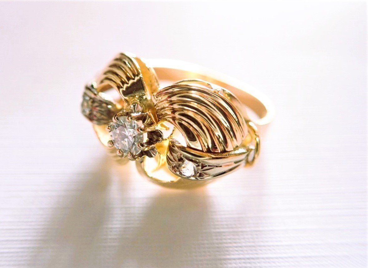 Bague art deco diamants or 18 carats-photo-4