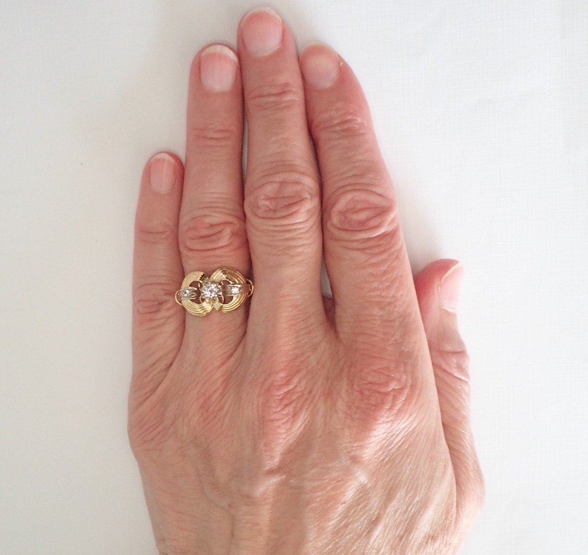 Bague art deco diamants or 18 carats-photo-1