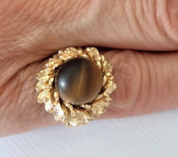 Bague pierre oeil de tigre or 18 carats-photo-1