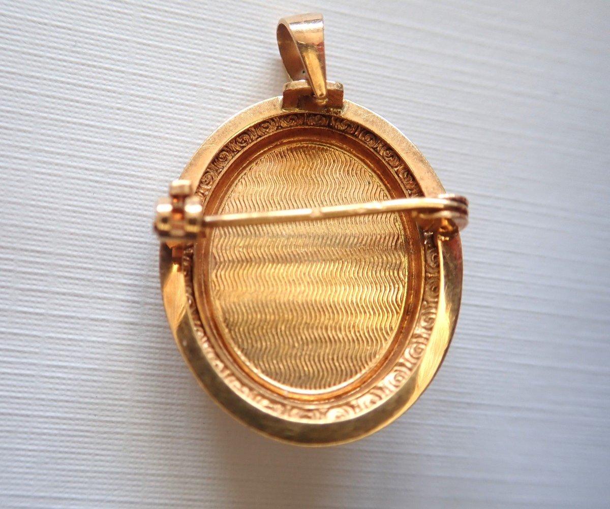 18k Rose Gold Art Deco Pendant And Brooch-photo-2
