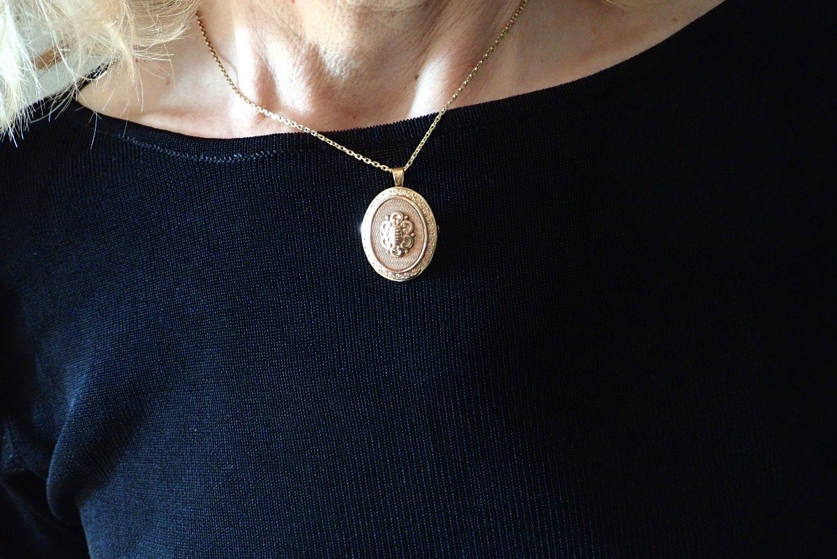 18k Rose Gold Art Deco Pendant And Brooch-photo-3