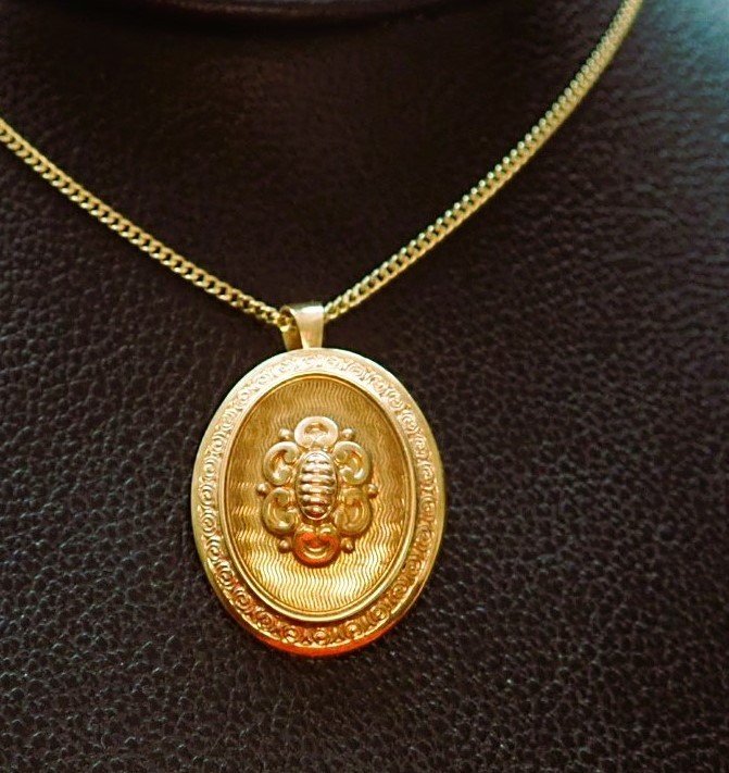 18k Rose Gold Art Deco Pendant And Brooch