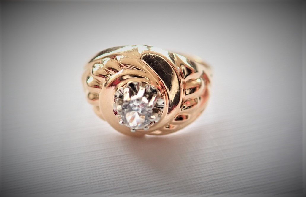 18 Carat Gold Art Deco Ring-photo-2