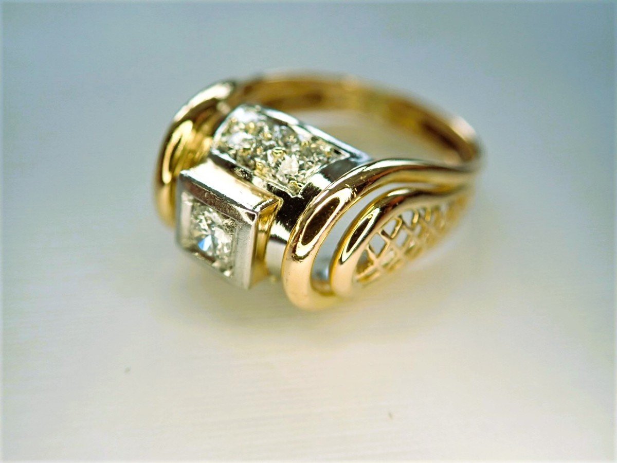 Bague art déco diamants or et platine