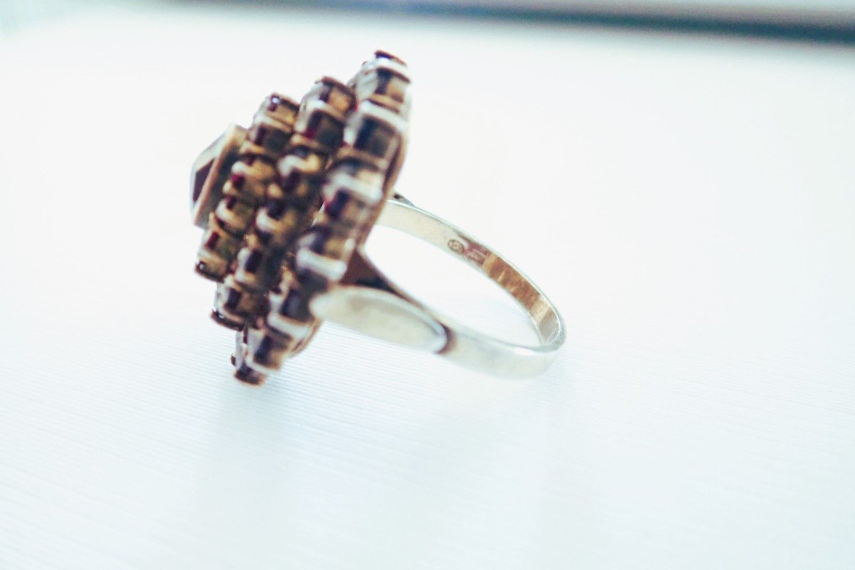 Silver Ring Set With Garnets-photo-2