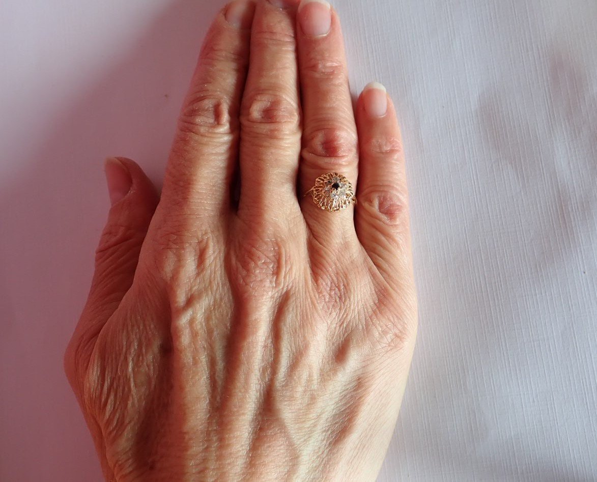 Bague diamants et saphir-photo-3