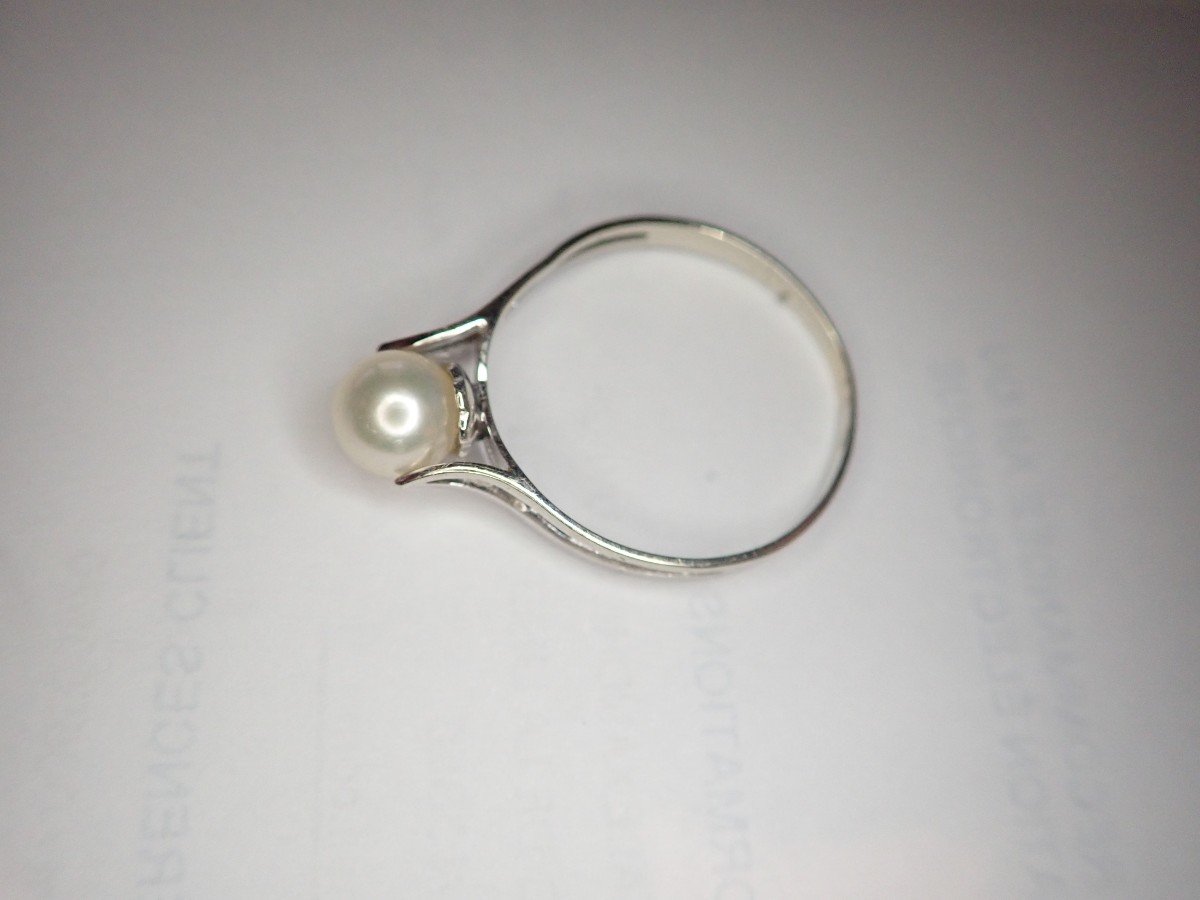 Bague perle or blanc 18 carats-photo-2