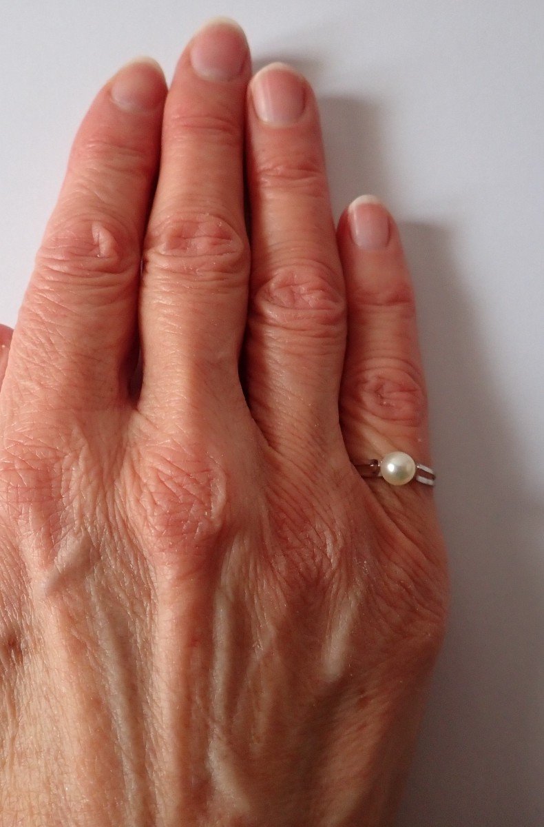 Bague perle or blanc 18 carats-photo-3