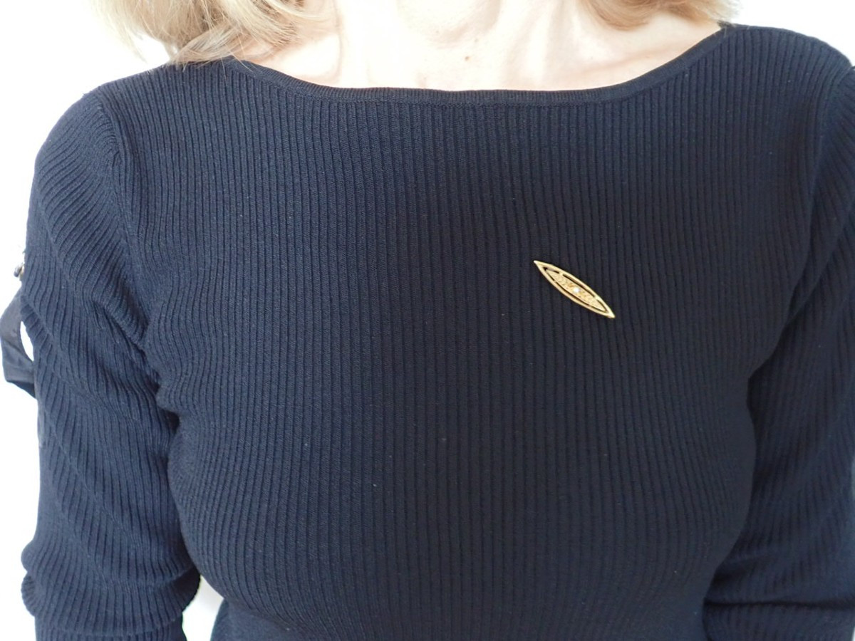 18 Carat Gold Brooch With 1 Art Deco Pearl-photo-4