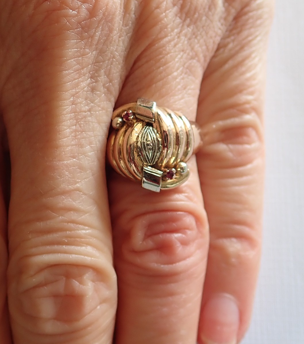 Art Deco Ring In 18-carat Rose Gold And White Gold-photo-4