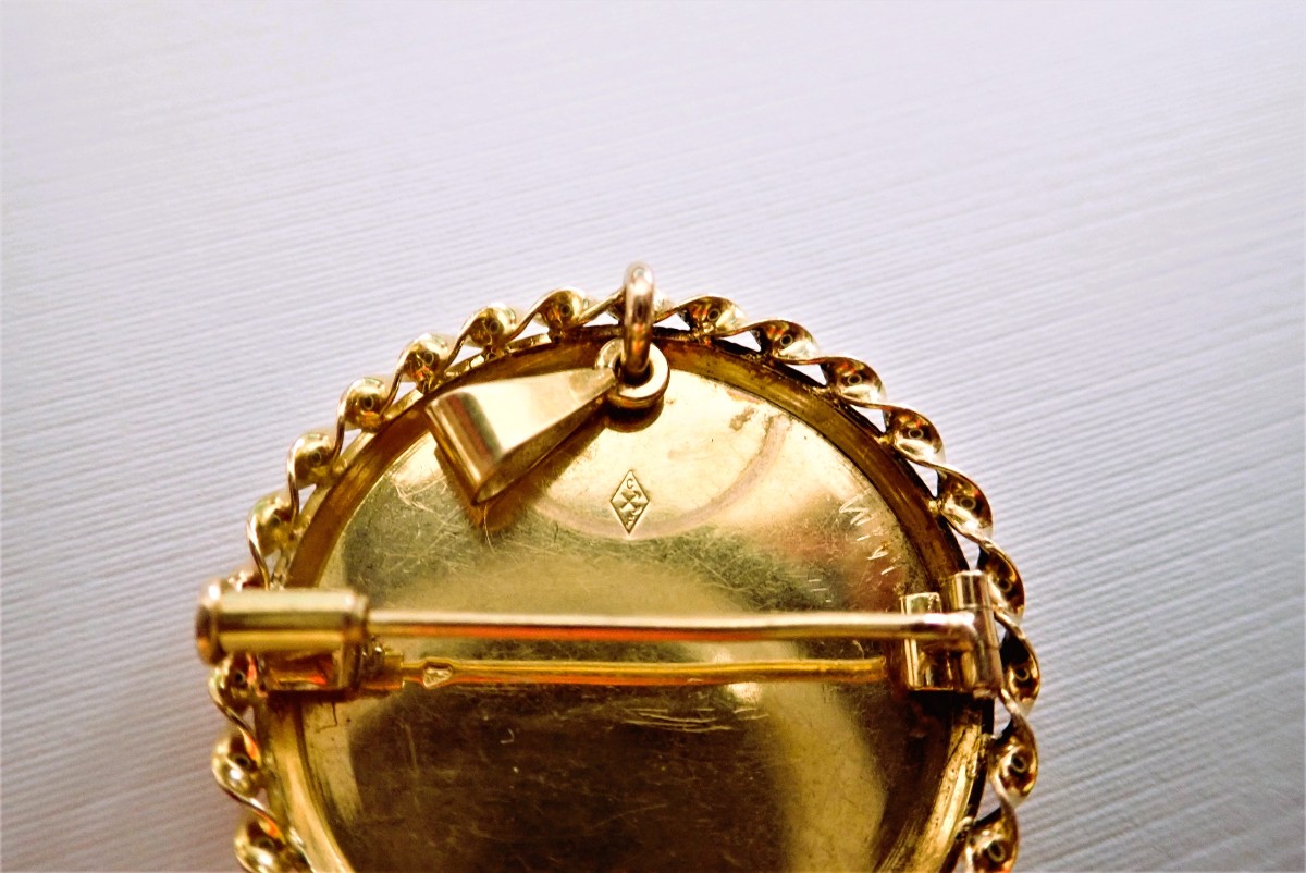 Napoleon III 18k Gold Pendant And Brooch-photo-3