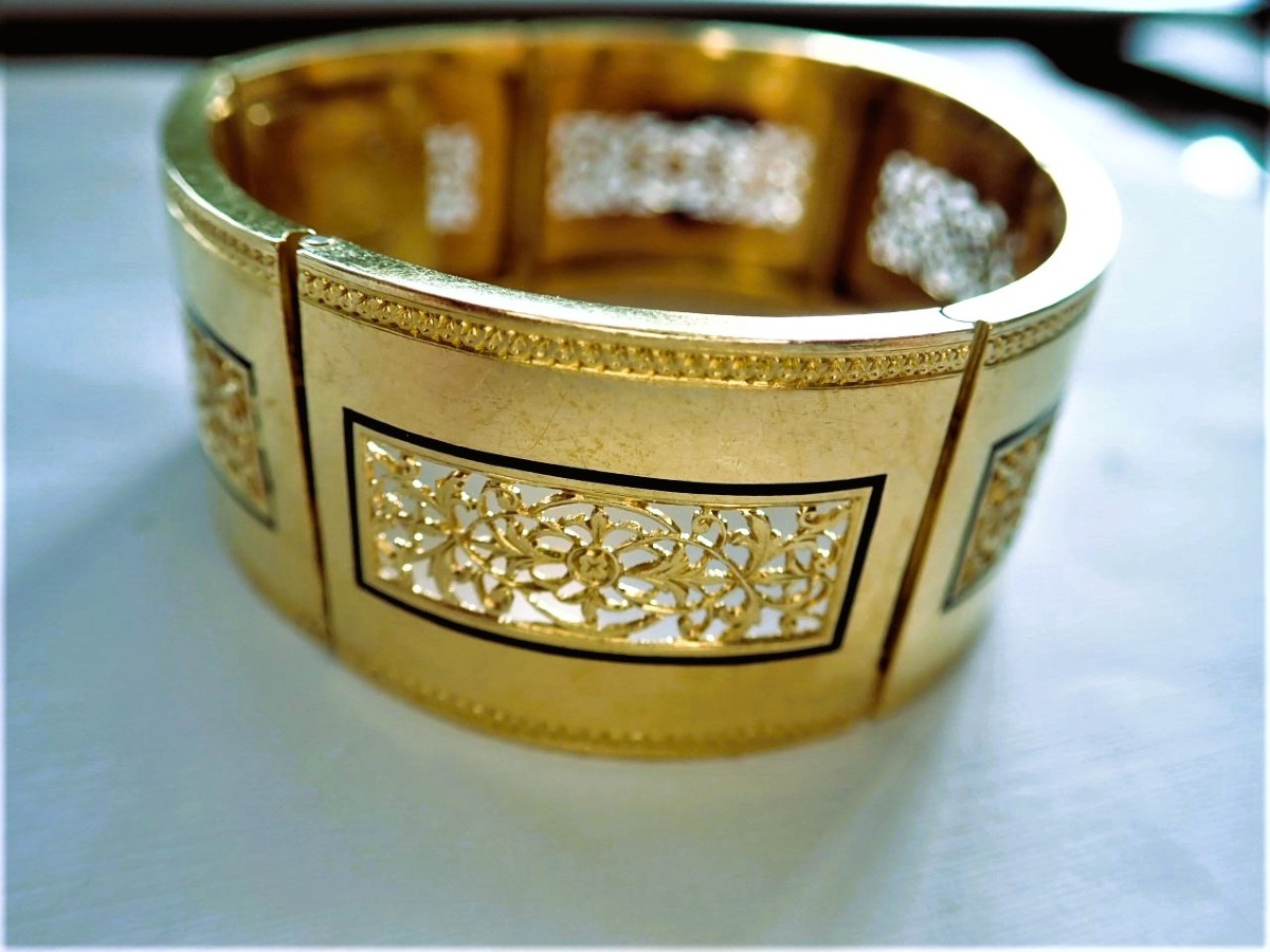 Bracelet art déco articulé or 18 carats-photo-2