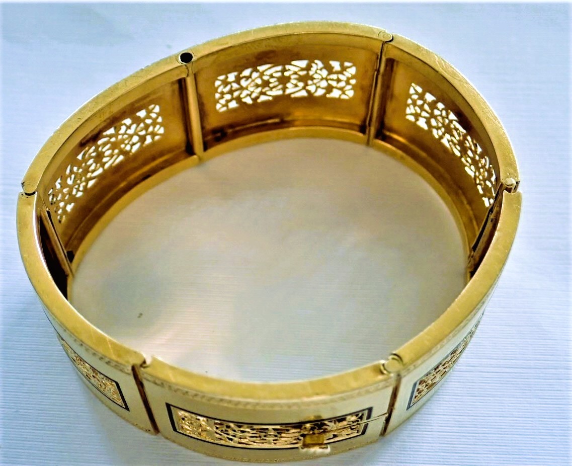 Bracelet art déco articulé or 18 carats-photo-4