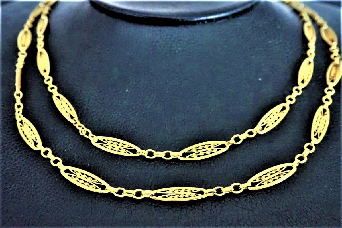 Long sautoir or 18 carats 148 cm-photo-2